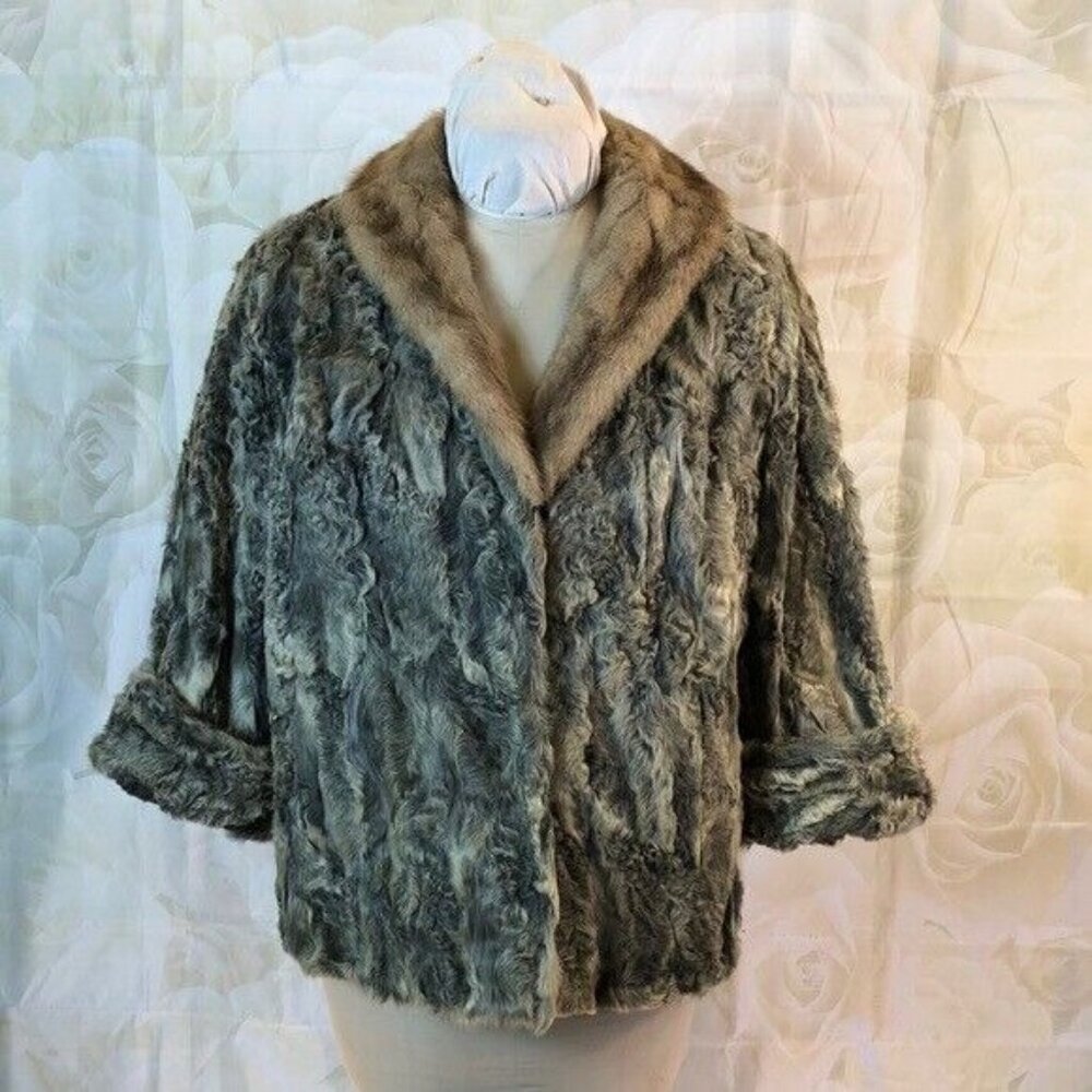 Vintage Fur Coat Jacket Custom Made by Agnes Fur Shoppe Detroit Large
